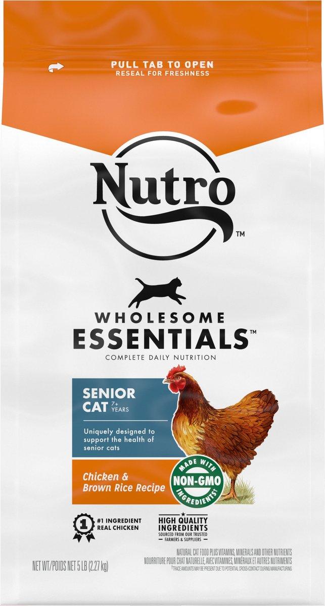 Nutro Wholesome Essentials Chicken & Brown Rice Recipe Senior 7+ Dry Cat Food, 5-lb
