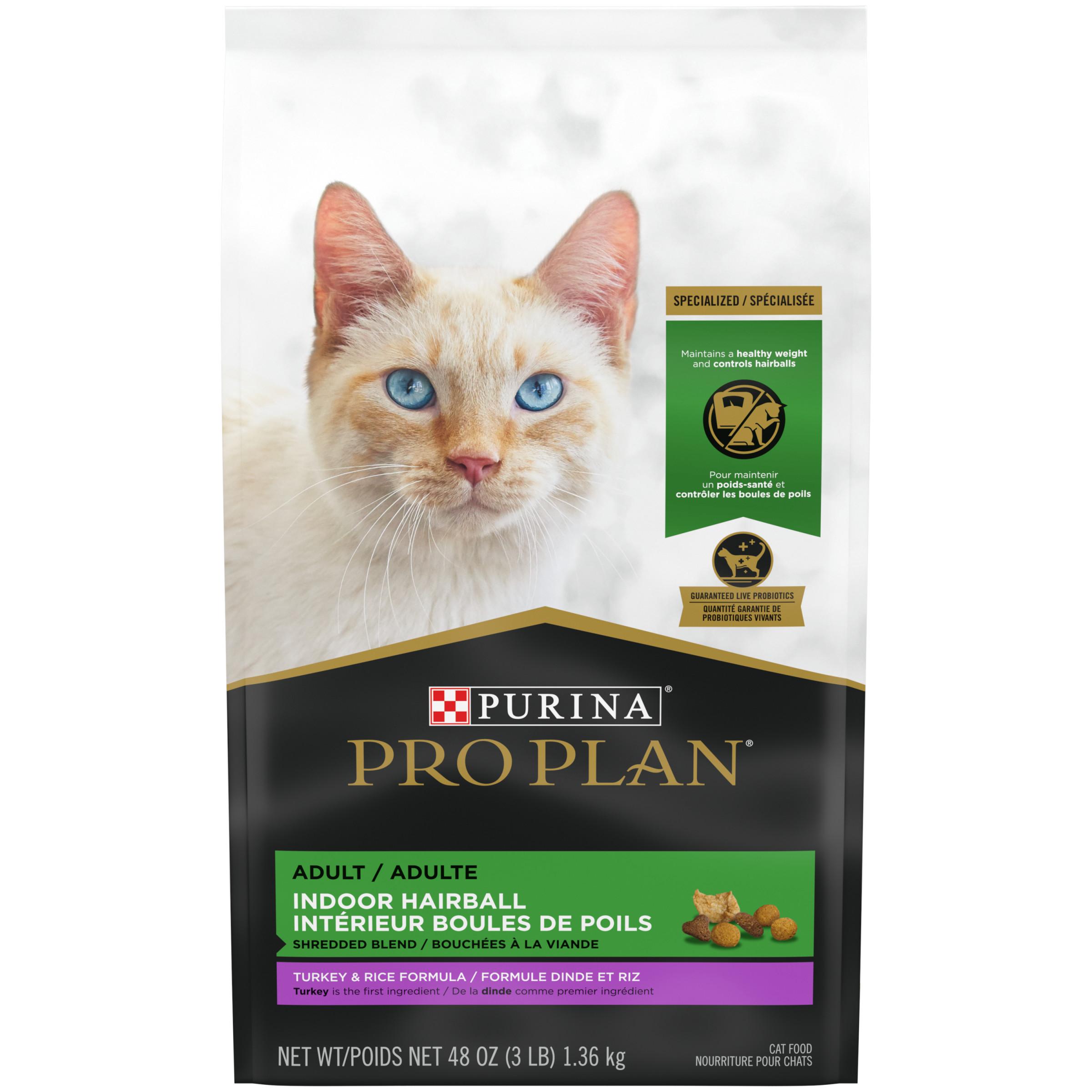 Purina Pro Plan Indoor Hairball Shredded Blend Turkey & Rice Adult Dry Cat Food