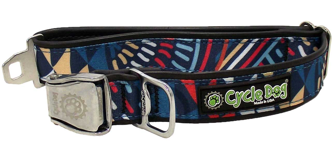 Cycle Dog RegWidth Collar with Metal Buckle for Dogs, Blue Multi Modern Art