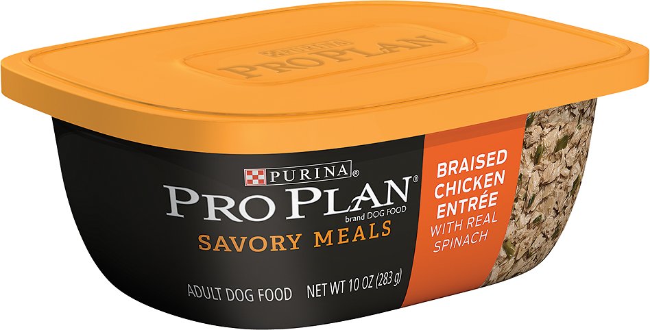 Purina Pro Plan Savory Meals Braised Chicken Entree with Real Spinach Wet Dog Food
