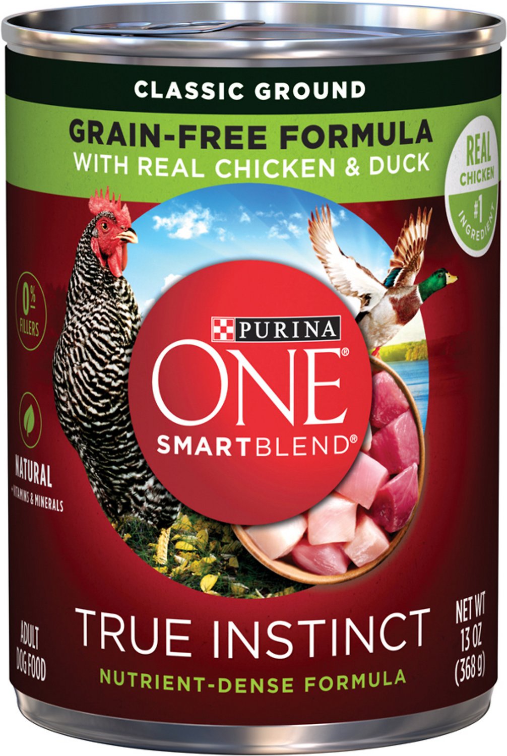 Purina ONE SmartBlend True Instinct Classic Ground with Real Chicken & Duck Canned Dog Food, 13-oz