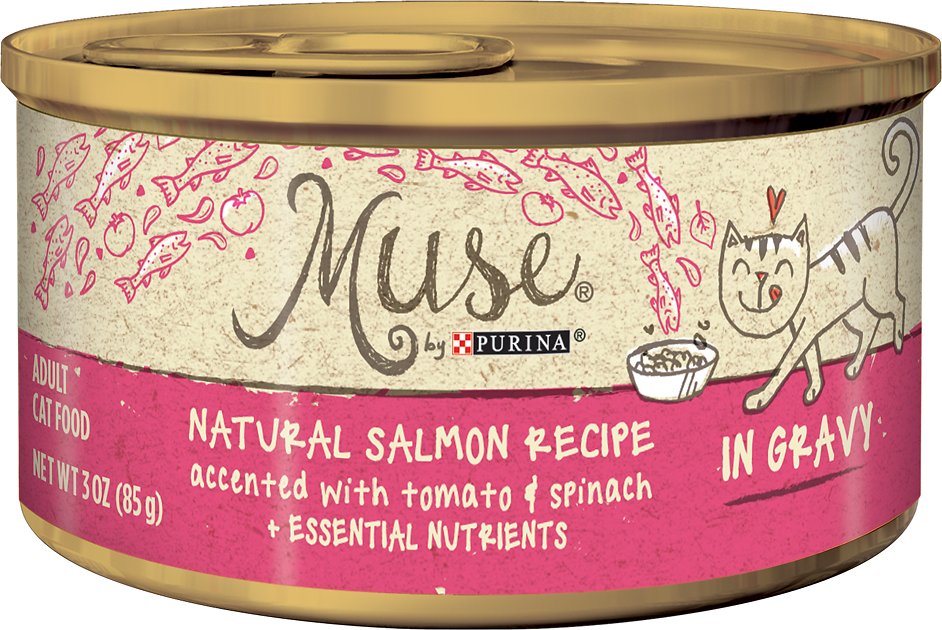 Purina Muse Natural Salmon Recipe Accented with Tomato & Spinach in Gravy Canned Cat Food