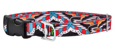 Cycle Dog Ecoweave SkinnyWidth Collar with Plastic Buckle for Dogs, Tattoo Eagles