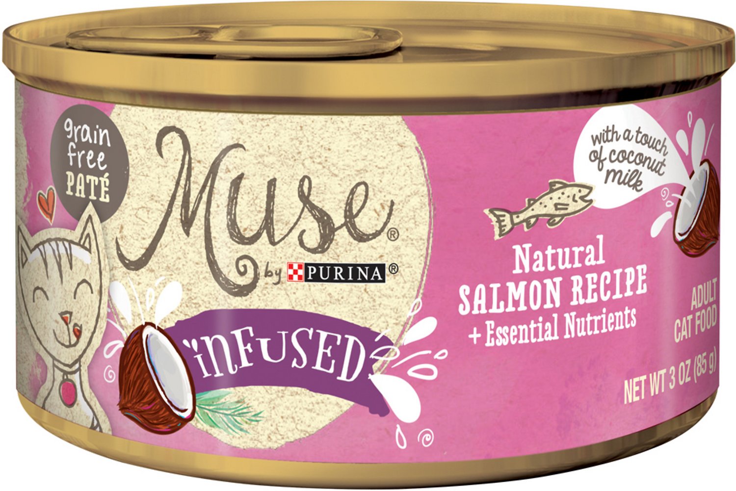 Purina Muse Infused Natural Salmon Recipe Pate Adult Grain-Free Canned Cat Food