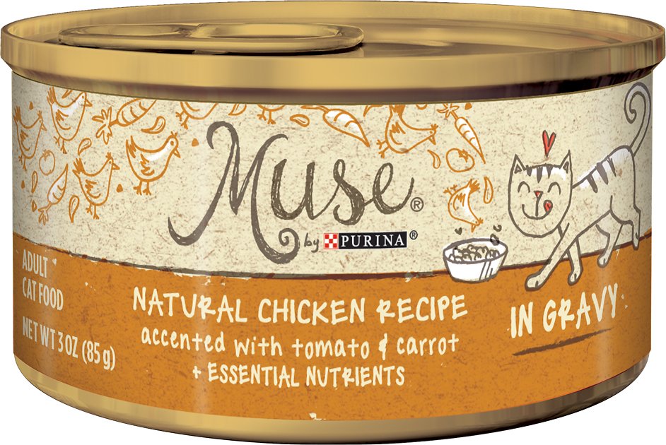 Purina Muse Natural Chicken Recipe Accented with Tomato & Carrot in Gravy Canned Cat Food