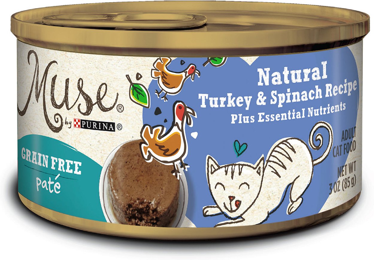 Purina Muse Natural Turkey & Spinach Recipe Pate Adult Grain-Free Canned Cat Food