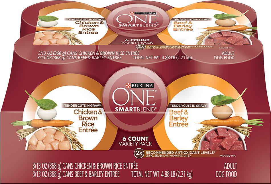 Purina ONE SmartBlend Tender Cuts in Gravy Entree Variety Pack Adult Canned Dog Food, 13-oz, 6-pack