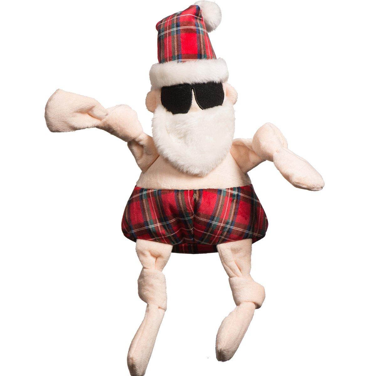 HuggleHounds Totally Tartan Beach Bum Santa Knottie Dog Toy, Large