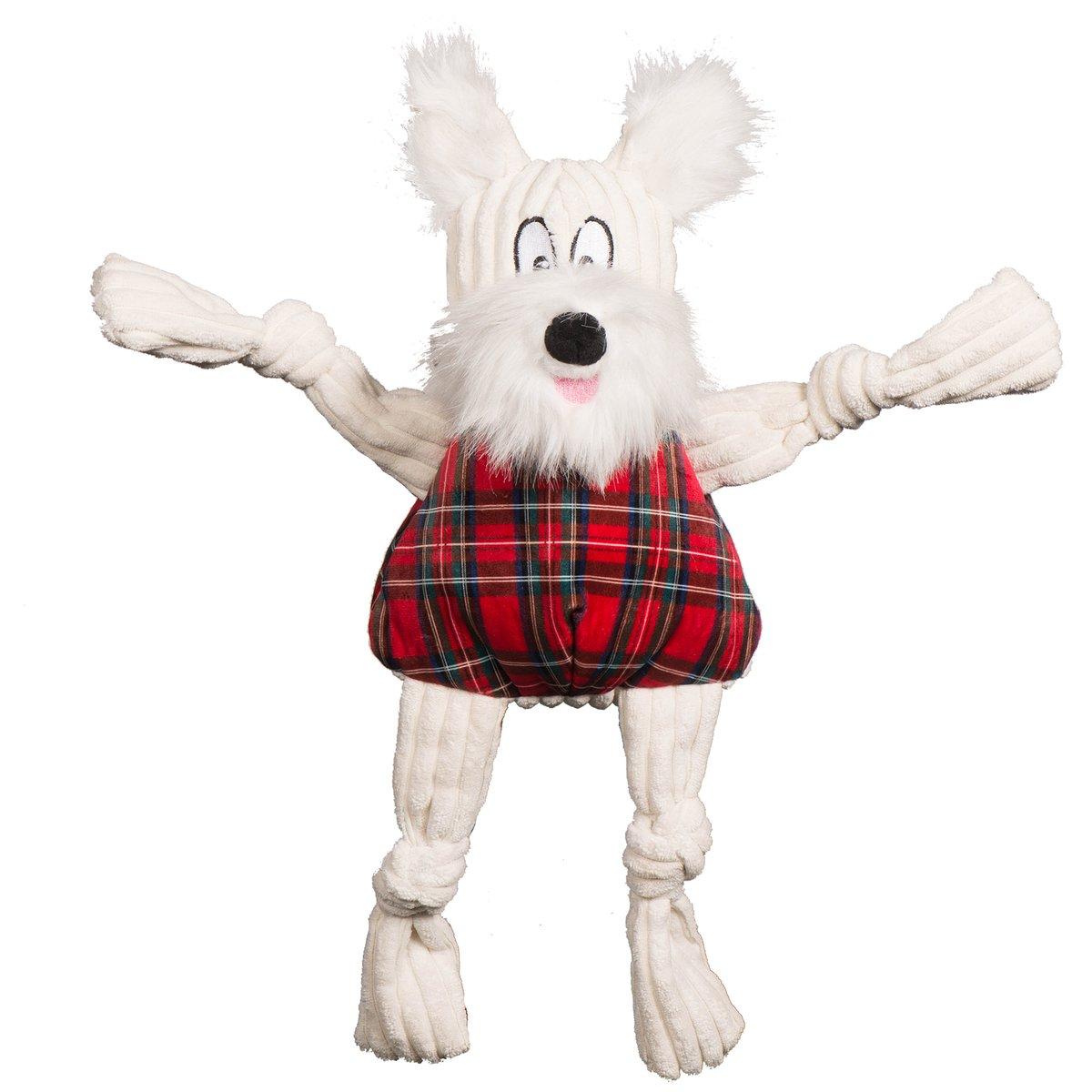 HuggleHounds Totally Tartan Whiskey Westie Knottie Dog Toy, Large