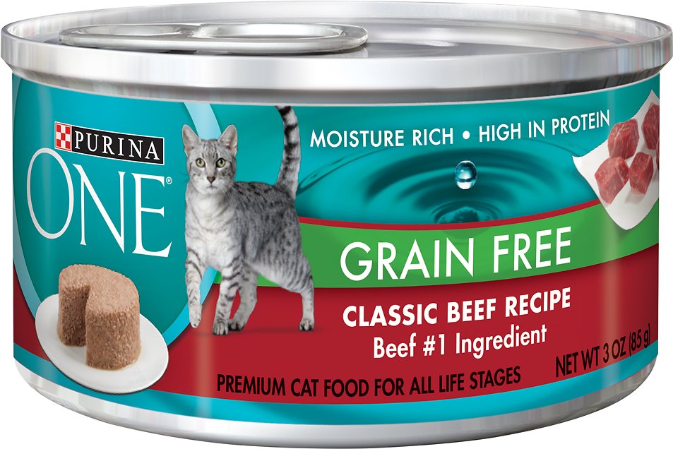 Purina ONE Classic Beef Recipe Premium Pate Grain-Free Canned Cat Food