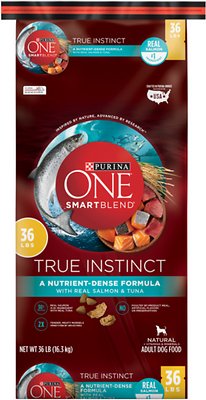 Purina ONE SmartBlend True Instinct with Real Salmon & Tuna Adult Premium Dry Dog Food, 36-lb