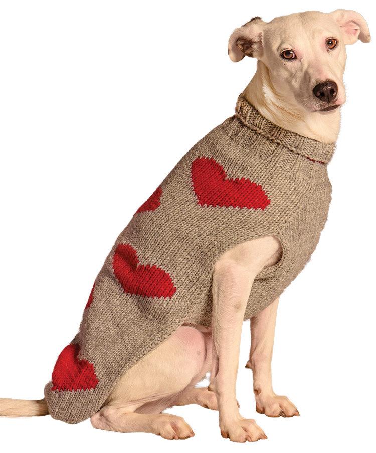 Chilly Dog Red Hearts Dog Sweater, Large
