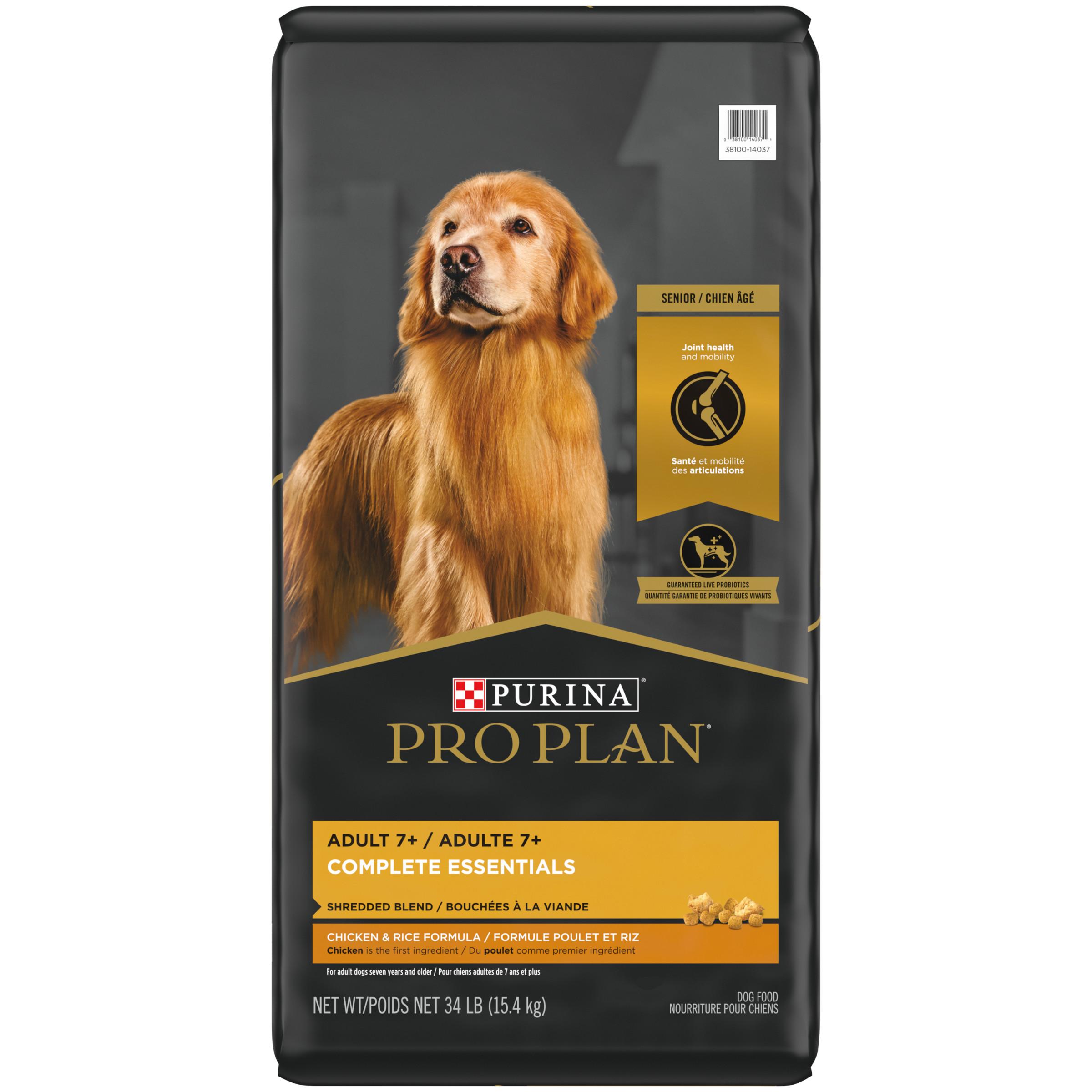 Pro Plan Complete Essentials Shredded Blend Chicken & Rice Adult 7+ Dry Dog Food, 34-lb