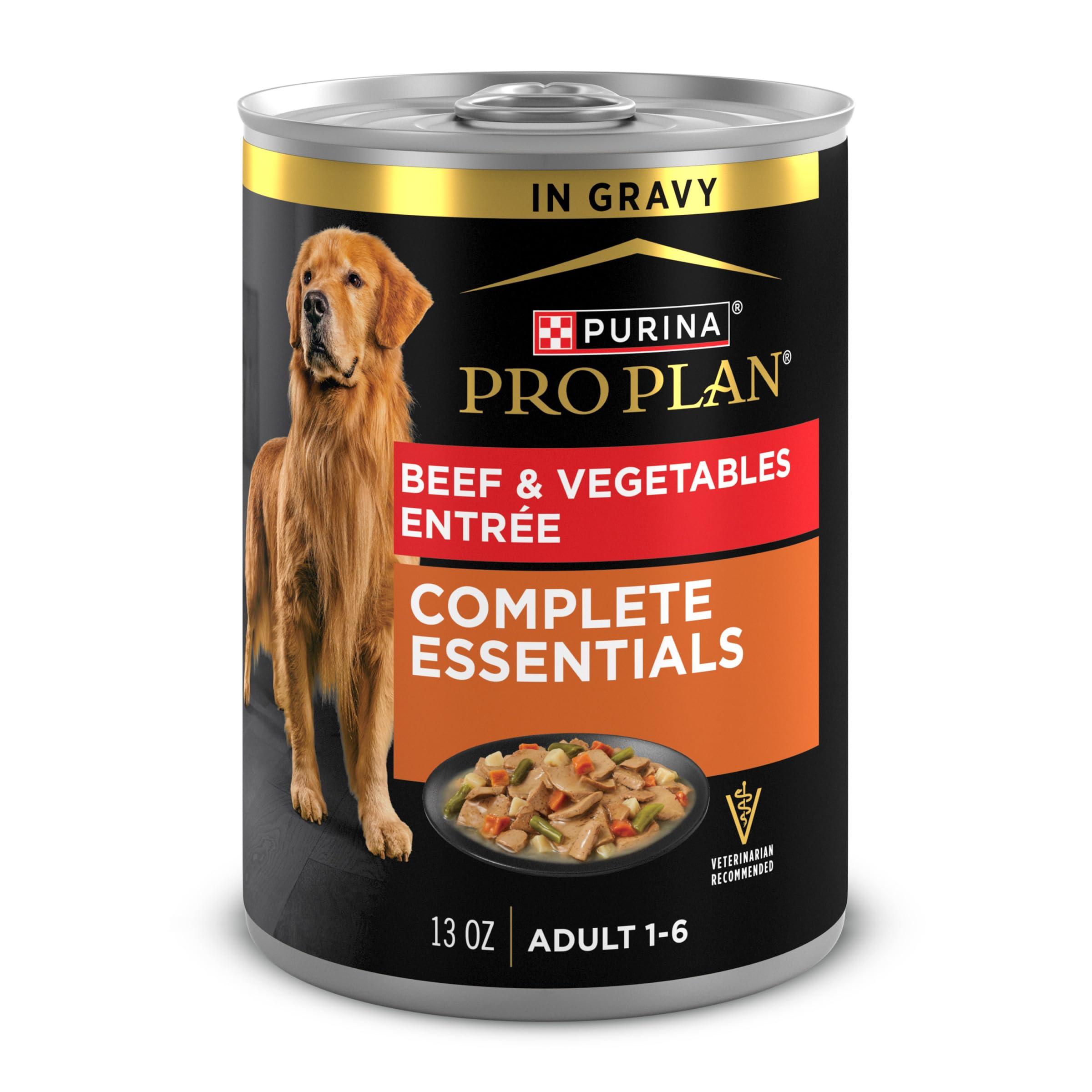 Purina Pro Plan Complete Essentials Beef & Vegetables Entree Slices in Gravy Adult Wet Dog Food Can