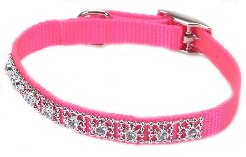 Coastal Collier pour chien avec bijoux, Rose Néon, 3/8-po x 12-po
