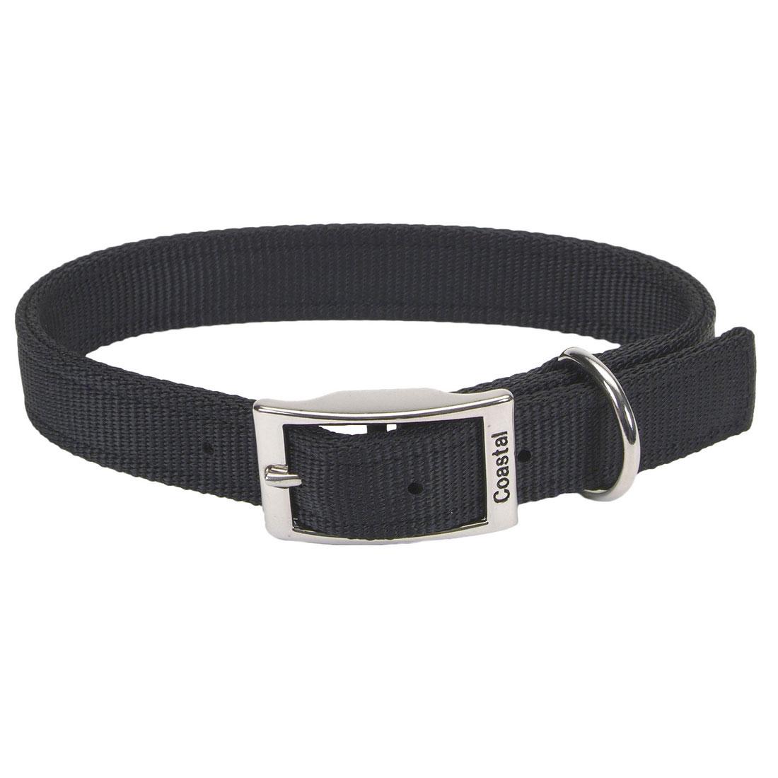 Coastal Double-Ply Nylon Dog Collar, Black, 1-in x 22-in