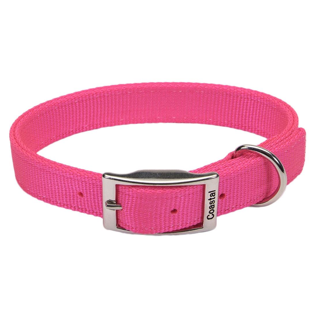 Coastal Double-Ply Nylon Dog Collar, Neon Pink, 1-in x 26-in