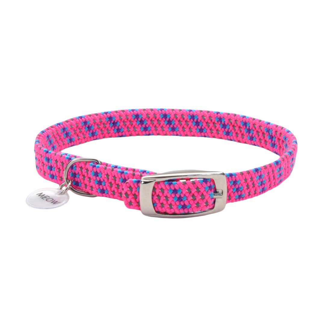 Coastal ElastaCat Reflective Safety Stretch Cat Collar with Reflective Charm, Pink