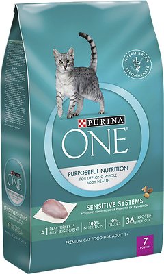 Purina ONE Sensitive Systems Adult Premium Dry Cat Food, 7-lb