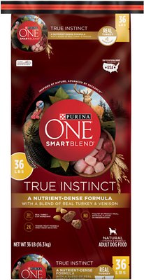 Purina ONE SmartBlend True Instinct with Real Turkey & Venison Adult Premium Dry Dog Food, 36-lb