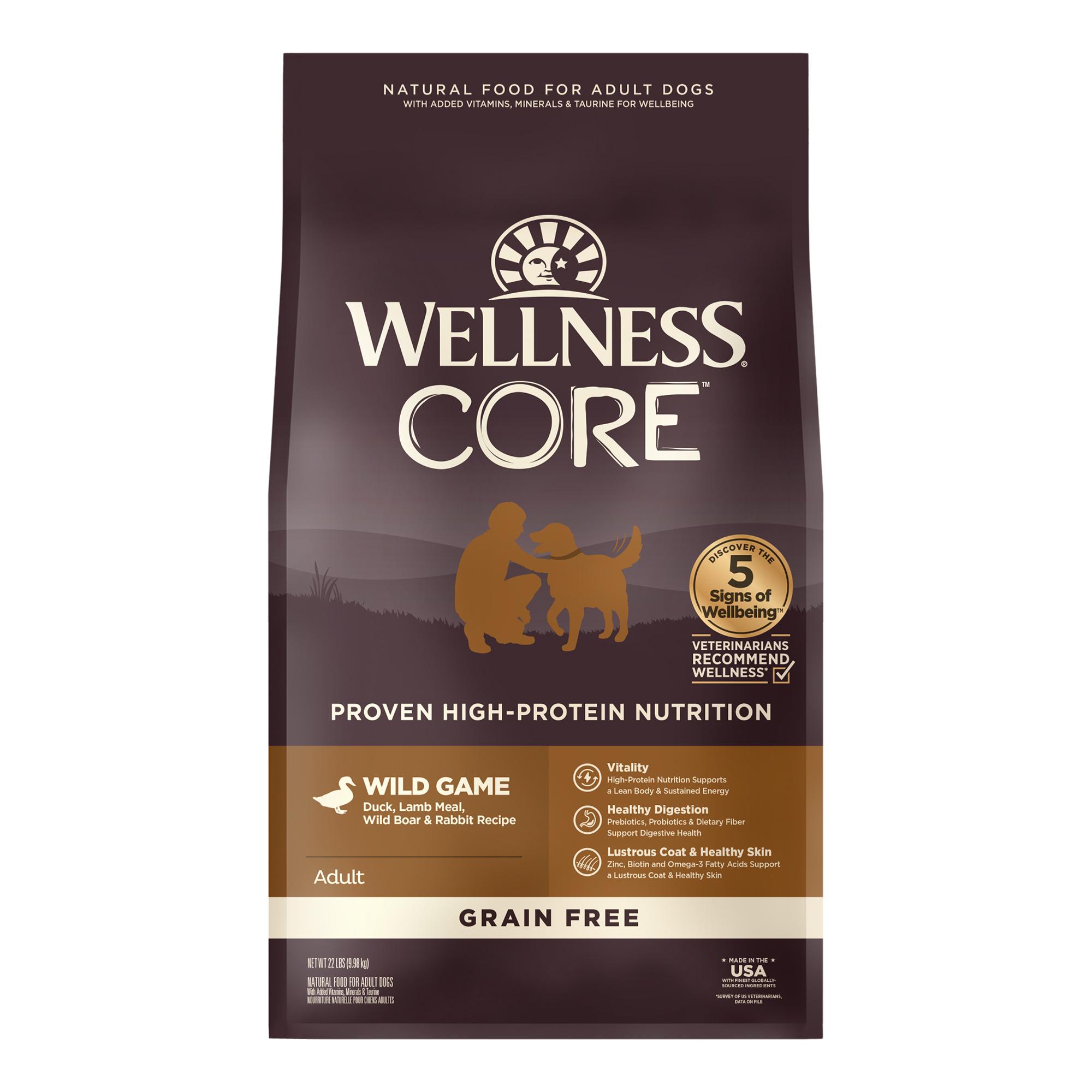 Wellness CORE Wild Game Duck, Lamb, Wild Boar & Rabbit Grain-Free Dry Dog Food, 22-lb