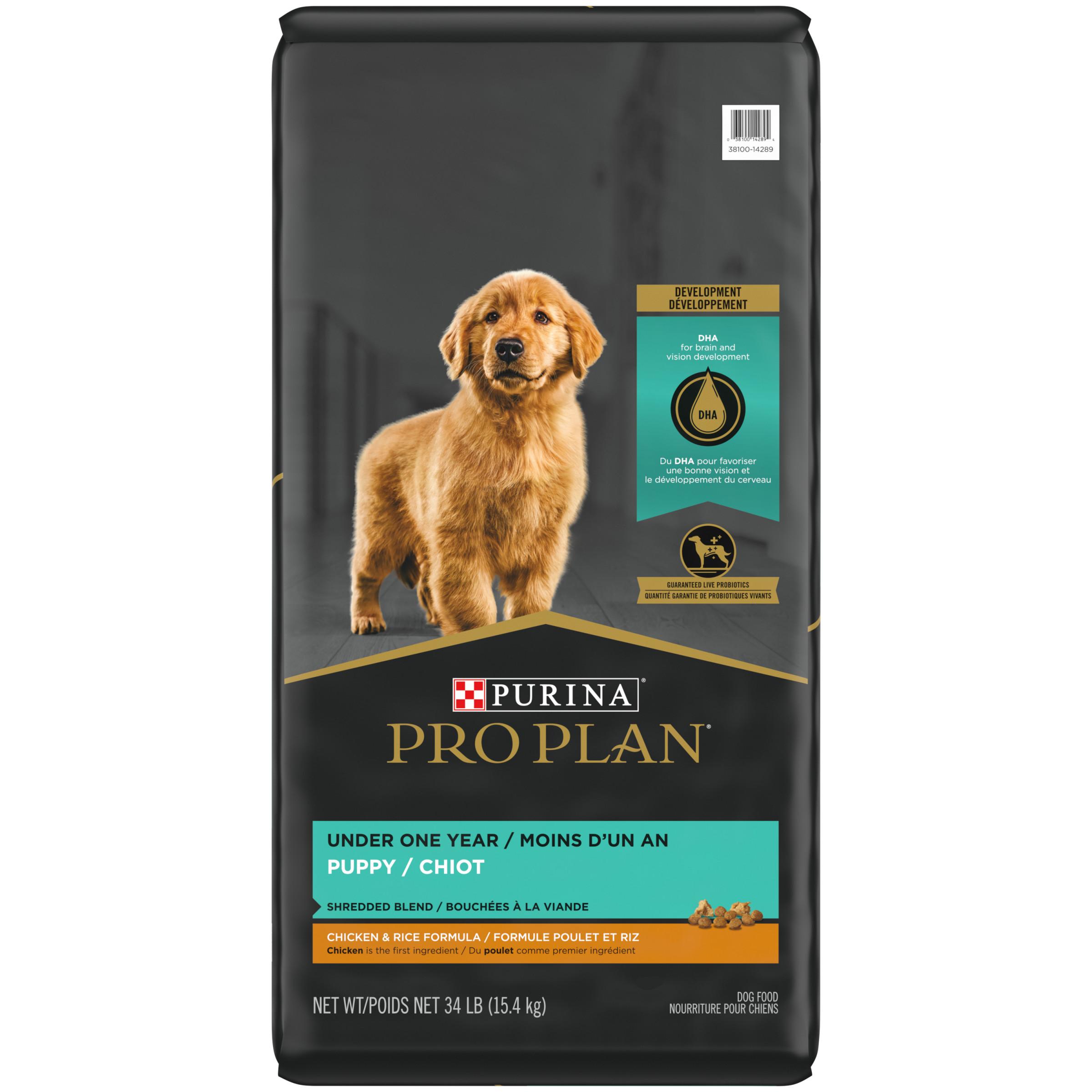 Purina Pro Plan Shredded Blend Chicken & Rice Puppy Dry Dog Food, 34-lb