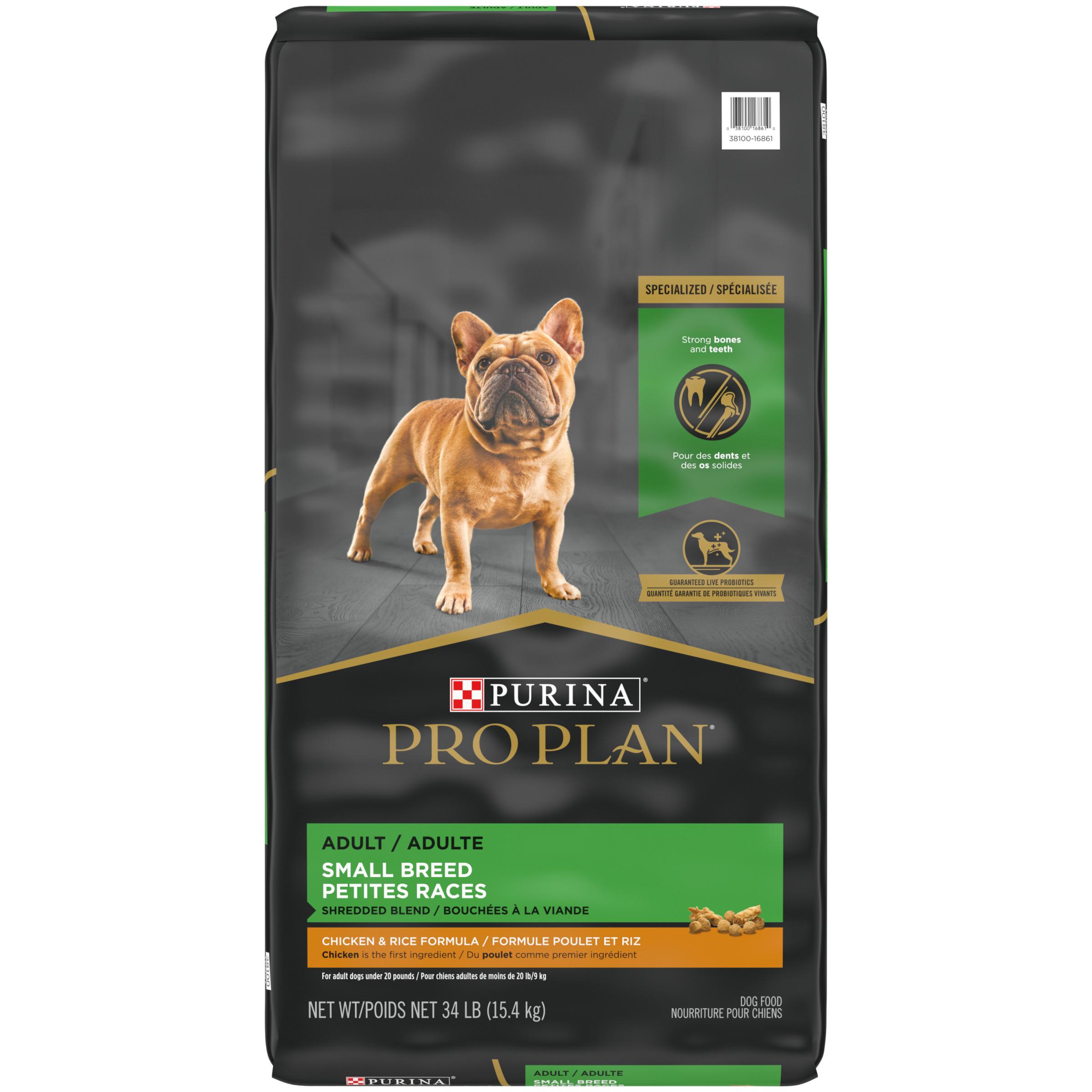 Purina Pro Plan Shredded Blend Chicken & Rice Adult Small Breed Dry Dog Food, 34-lb