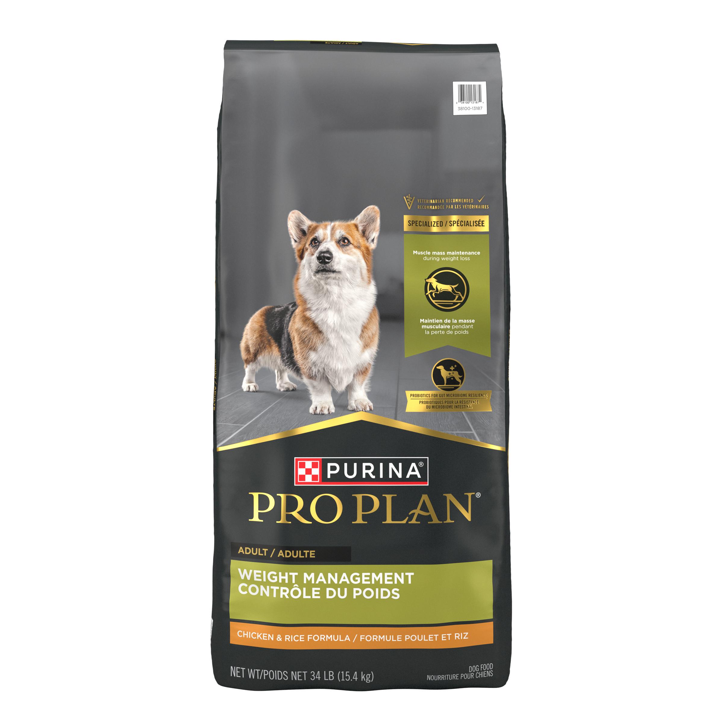 Purina Pro Plan Weight Management Chicken & Rice Adult Dry Dog Food, 34-lb