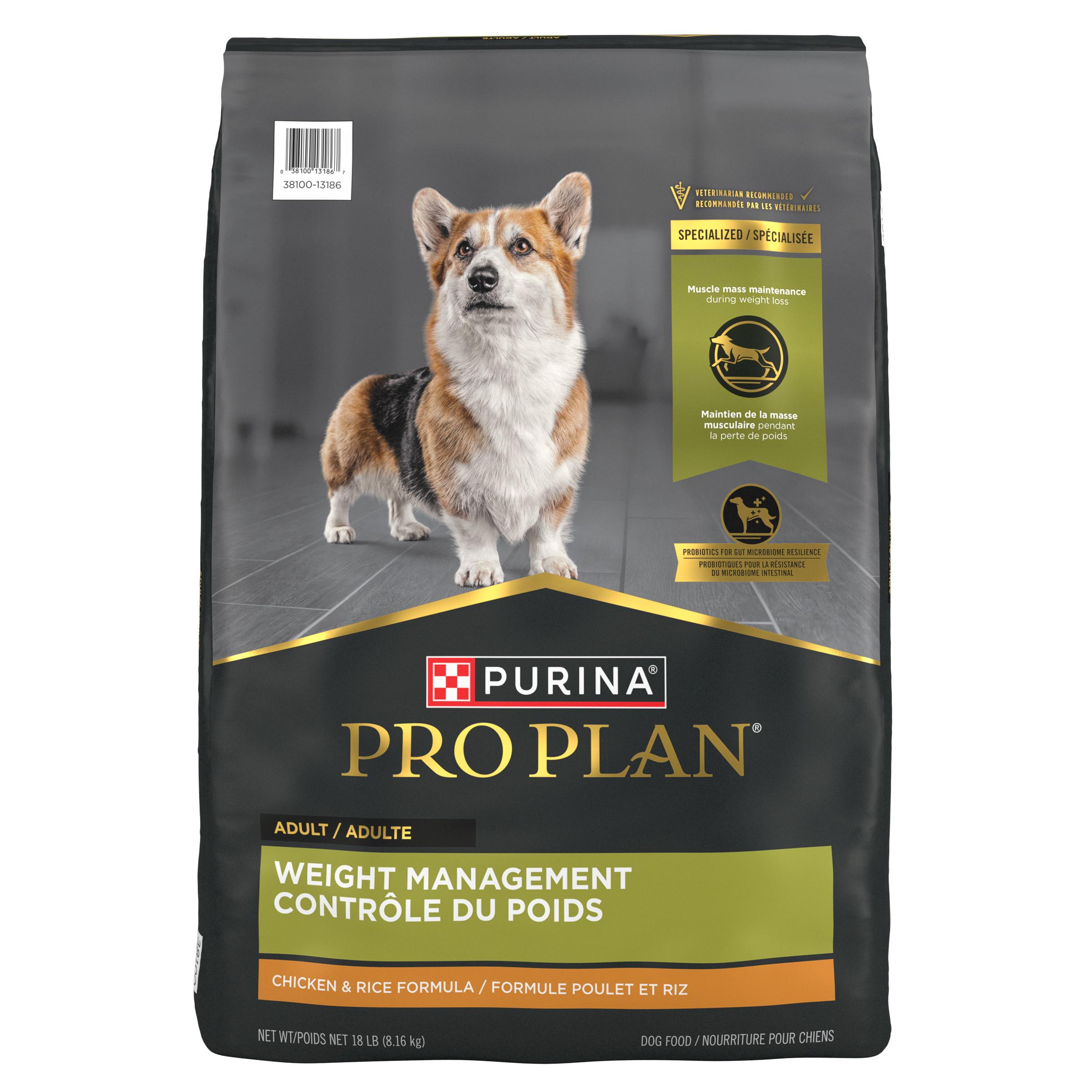 Purina Pro Plan Weight Management Chicken & Rice Adult Dry Dog Food, 18-lb
