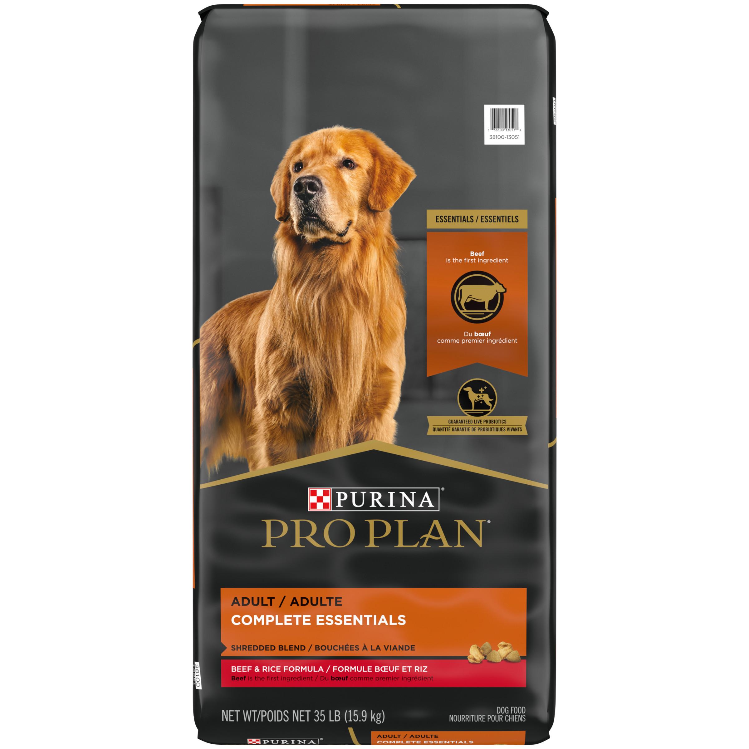 Pro Plan Complete Essentials Shredded Blend Beef & Rice Adult Dry Dog Food, 35-lb