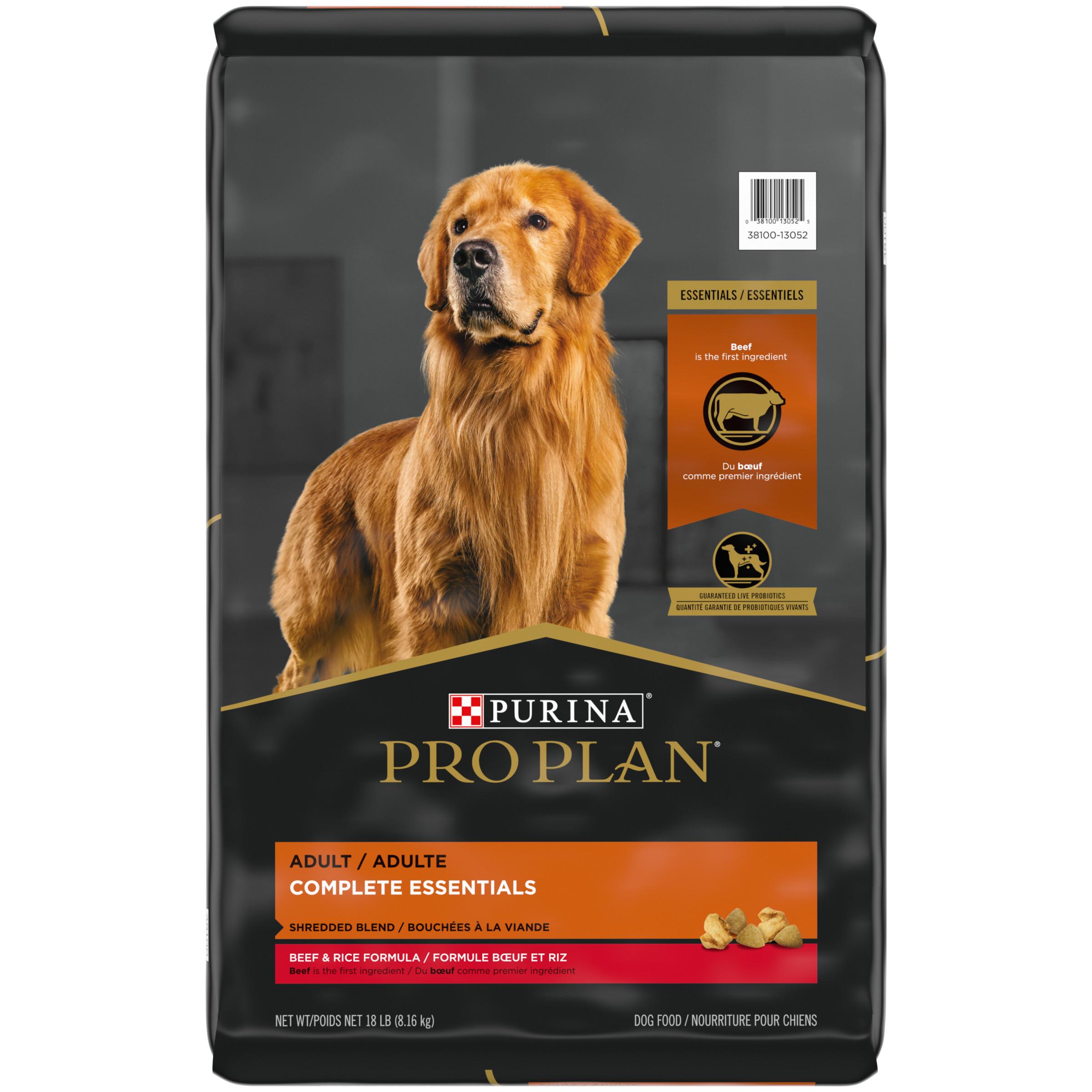Pro Plan Complete Essentials Shredded Blend Beef & Rice Adult Dry Dog Food, 18-lb