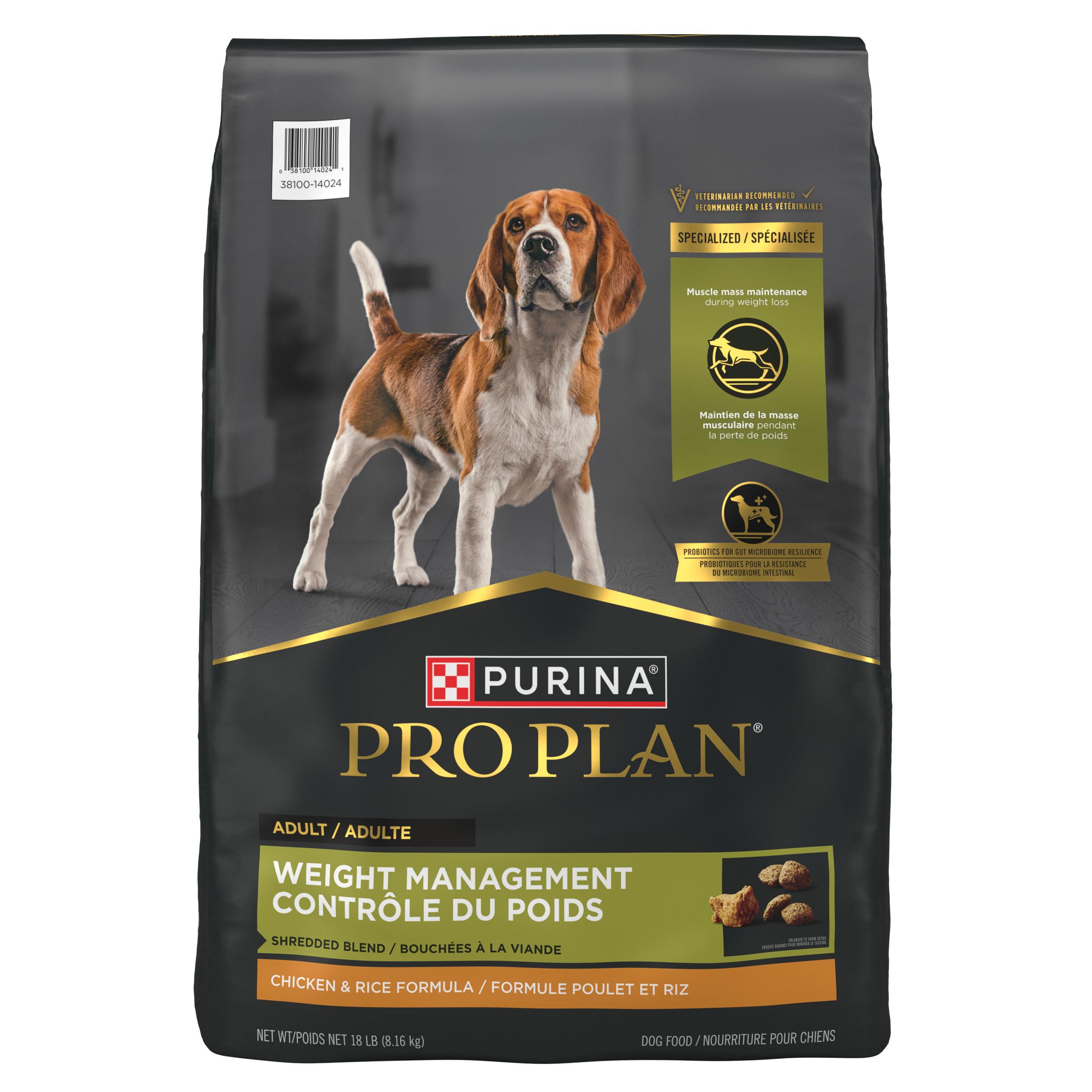 Pro Plan Weight Management Shredded Blend Chicken & Rice Adult Dry Dog Food, 18-lb