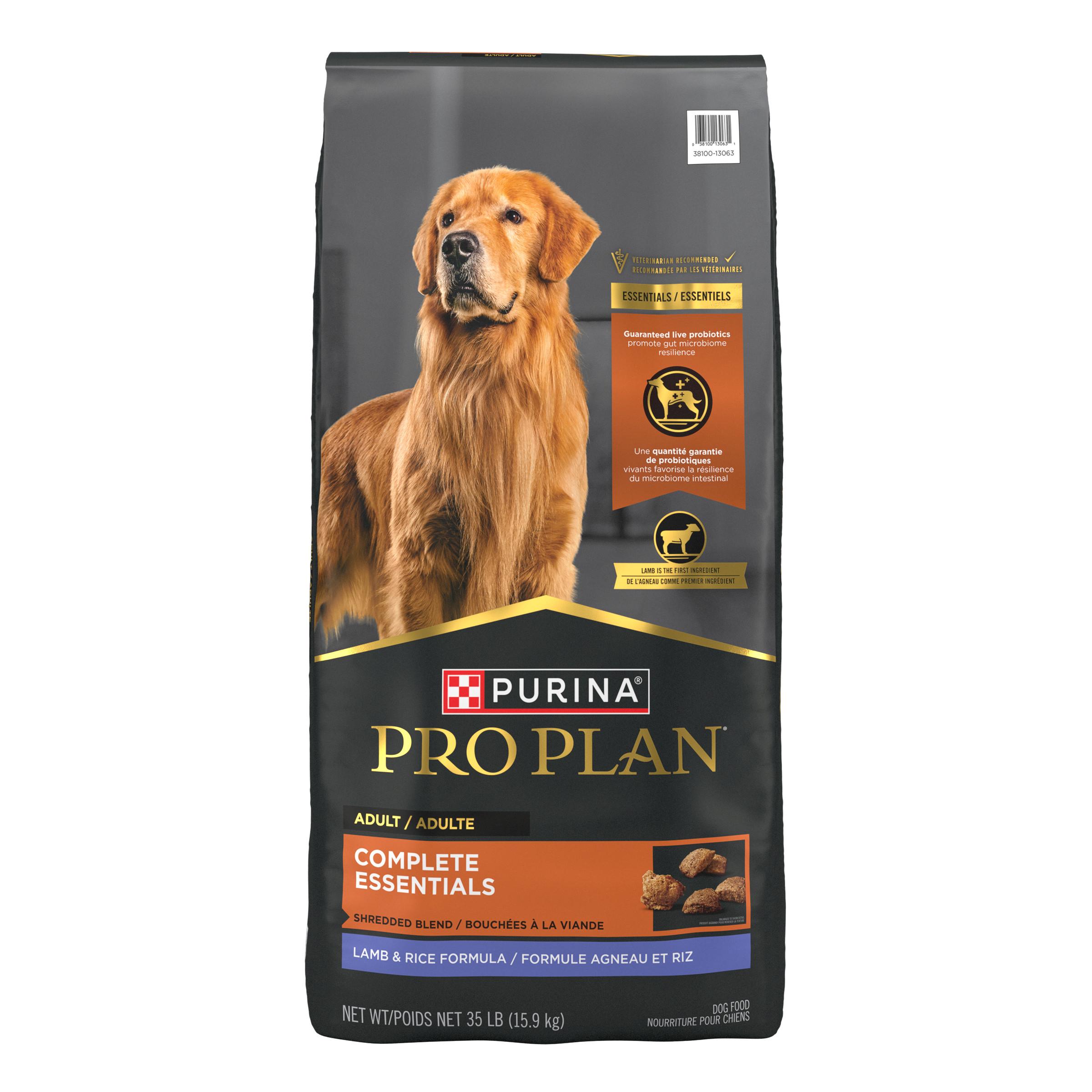 Purina Pro Plan Complete Essentials Shredded Blend Lamb & Rice Adult Dry Dog Food, 35-lb