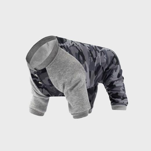 Canada Pooch Frosty Fleece Dog Sweatsuit, Black Camo, 14-in