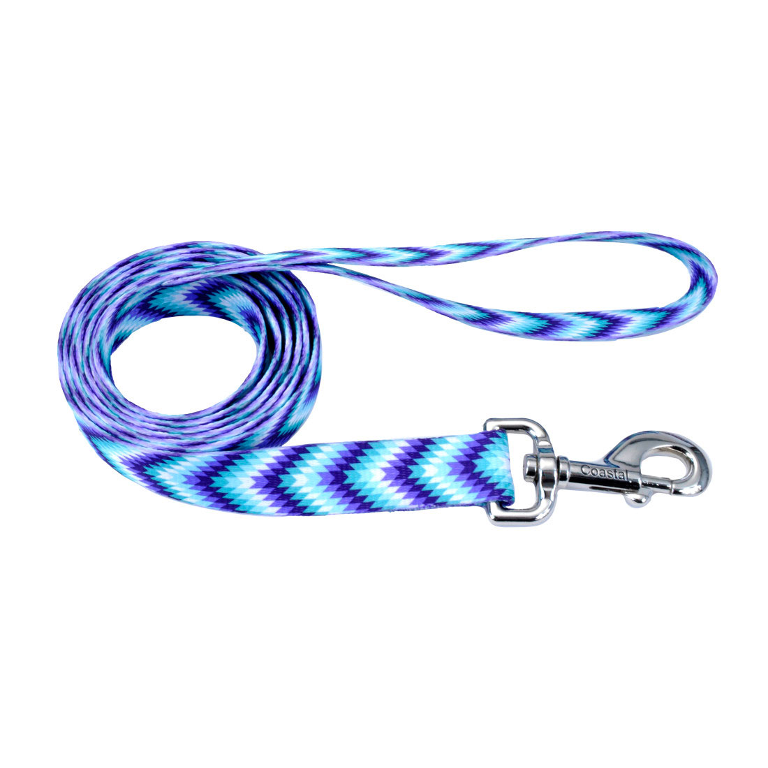 Styles Dog Leash, Teal Purple Diamonds, 3/4-in x 6-ft