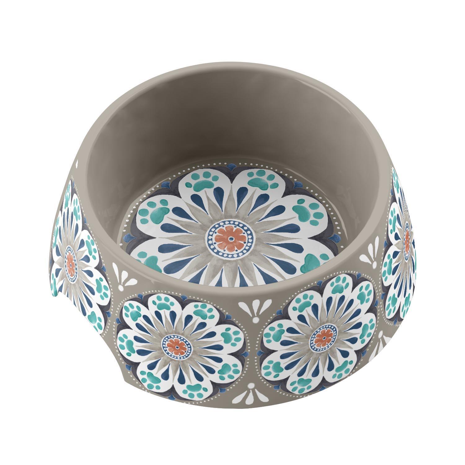 Tarhong Caramel Medallion Pet Bowl, Grey