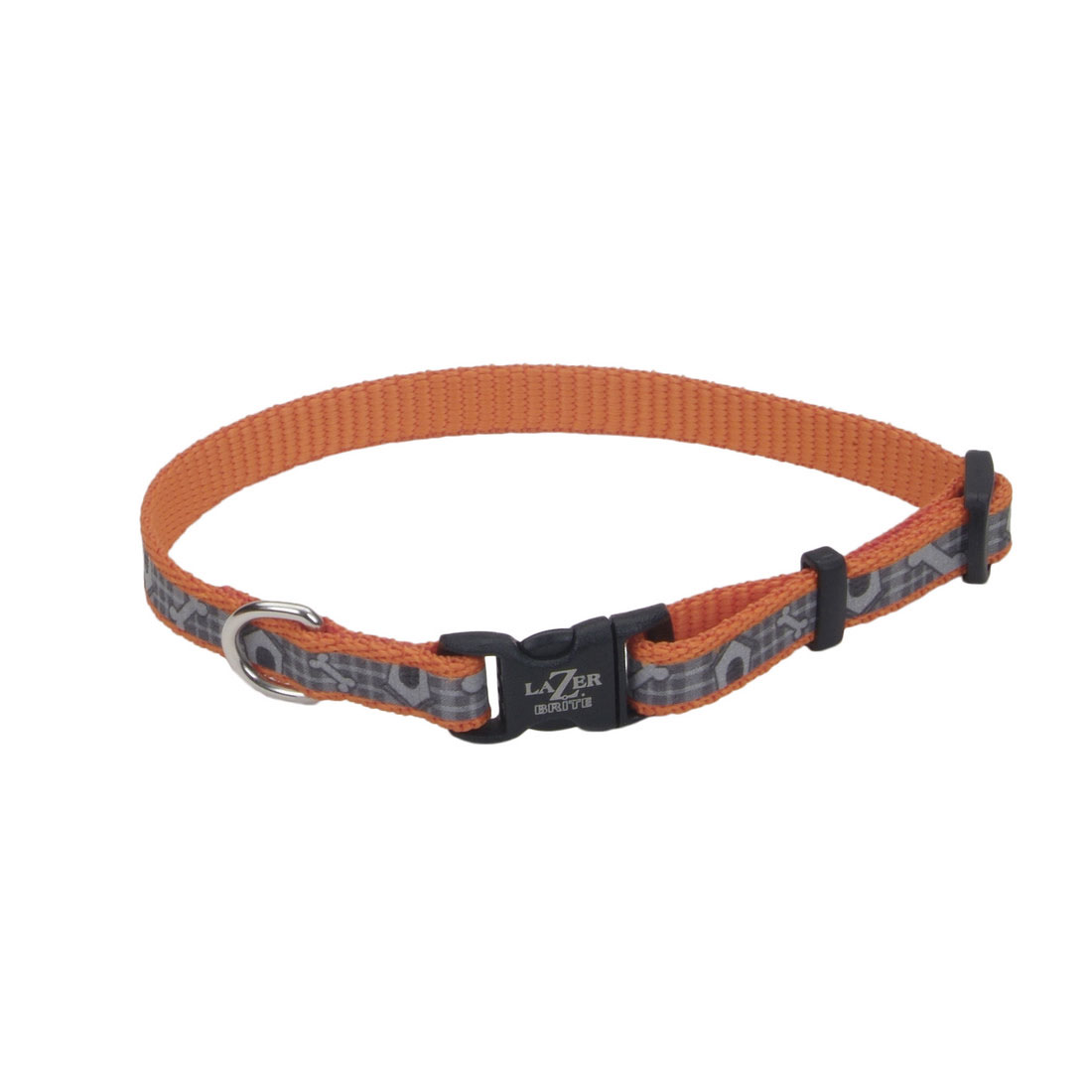 Lazer Brite Reflective Adjustable Dog Collar, Orange Dog Houses, 3/8-in x 8-12-in
