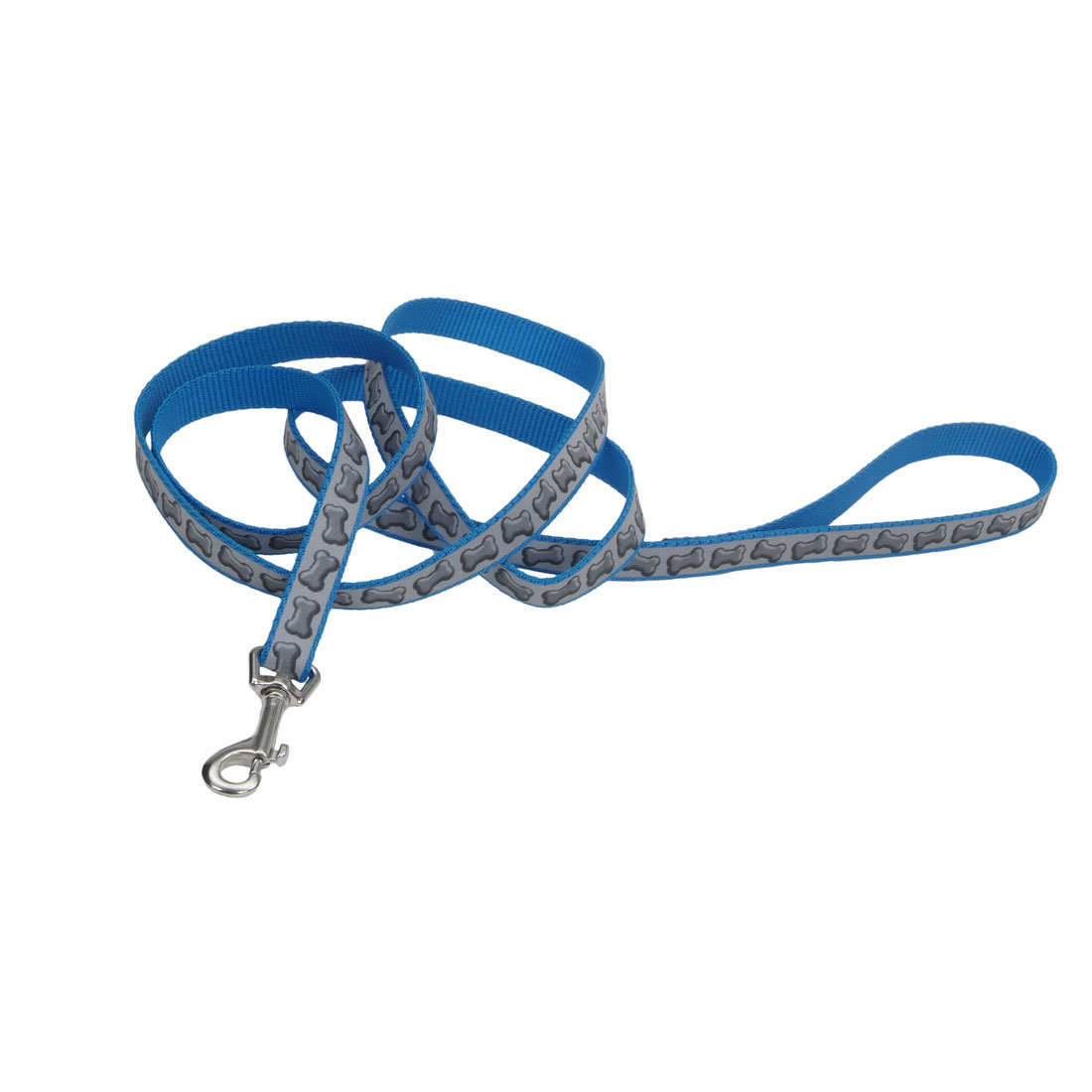 Lazer Brite Reflective Dog Leash, Turquoise Bones