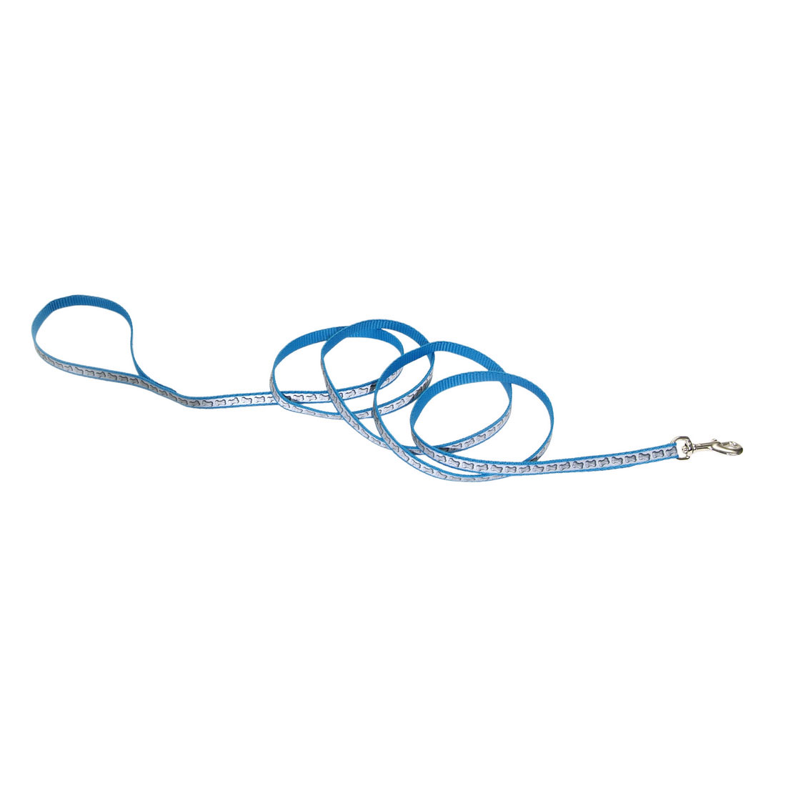 Lazer Brite Reflective Dog Leash, Turquoise Bones, 3/8-in x 6-ft