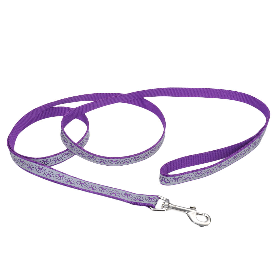 Lazer Brite Reflective Open-Design Dog Leash, Purple Daisy, 5/8-in x 4-ft