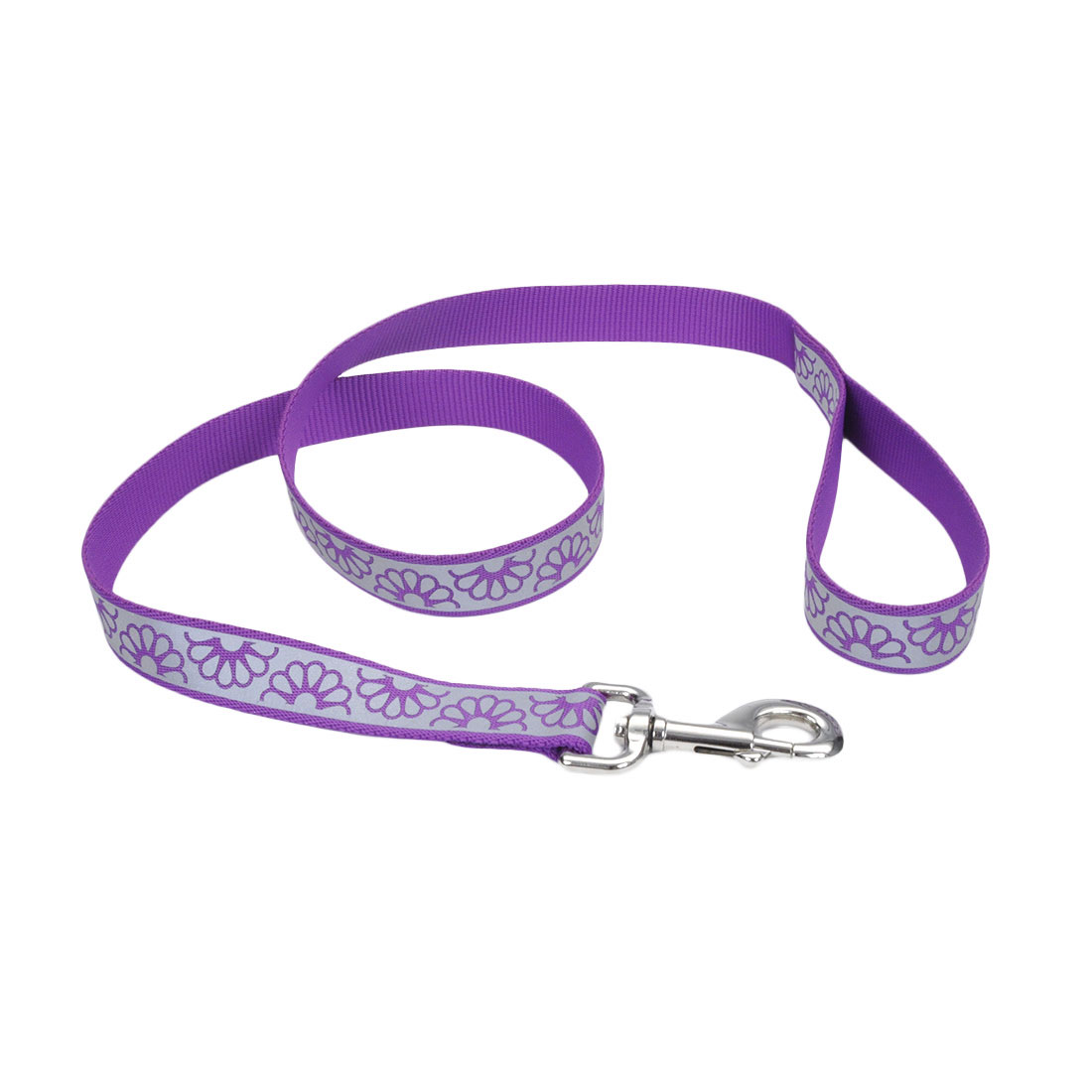 Lazer Brite Reflective Open-Design Dog Leash, Purple Daisy, 1-in x 4-ft