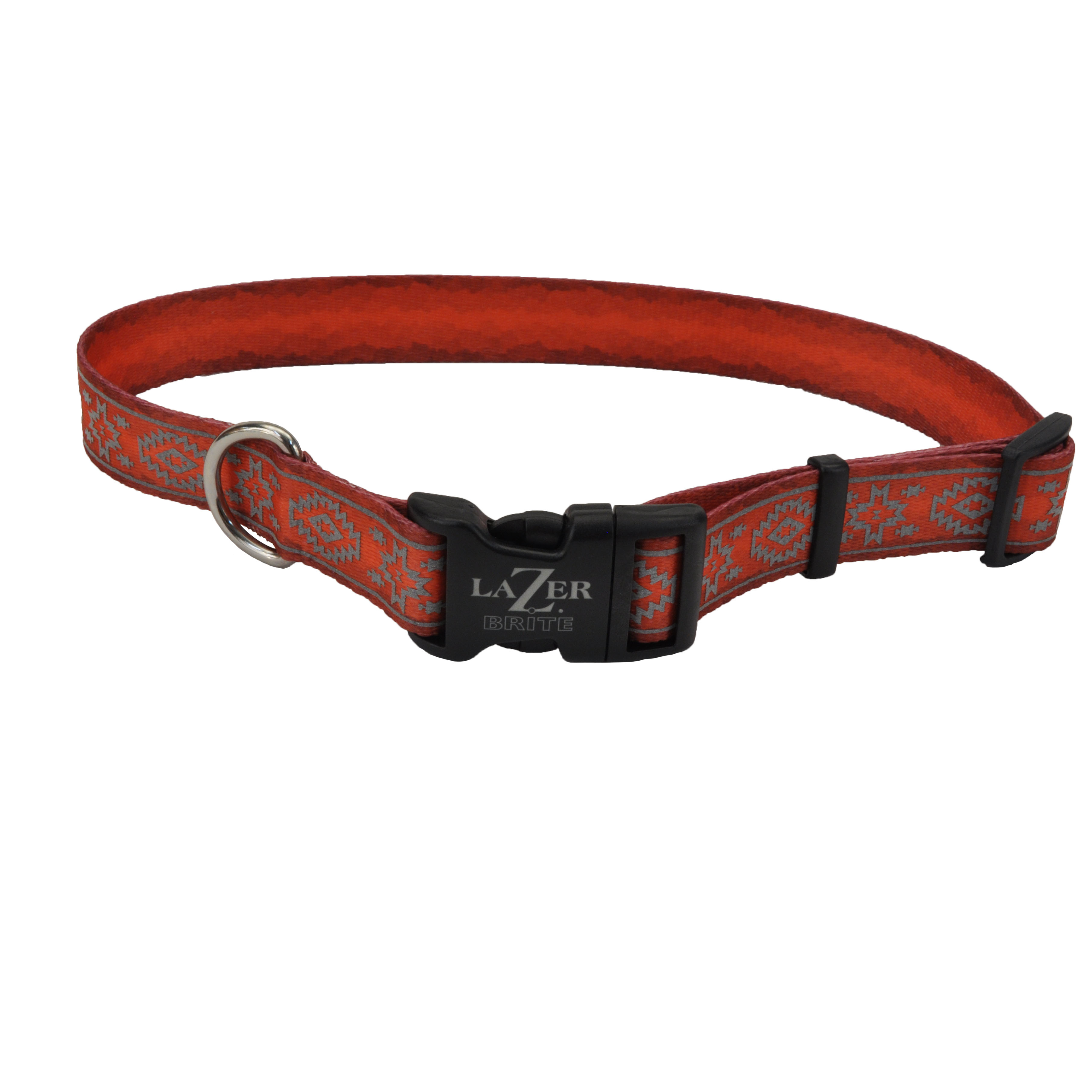 Lazer Brite Patterned Collar,Orange Aztec, 1-in x 18-26-in