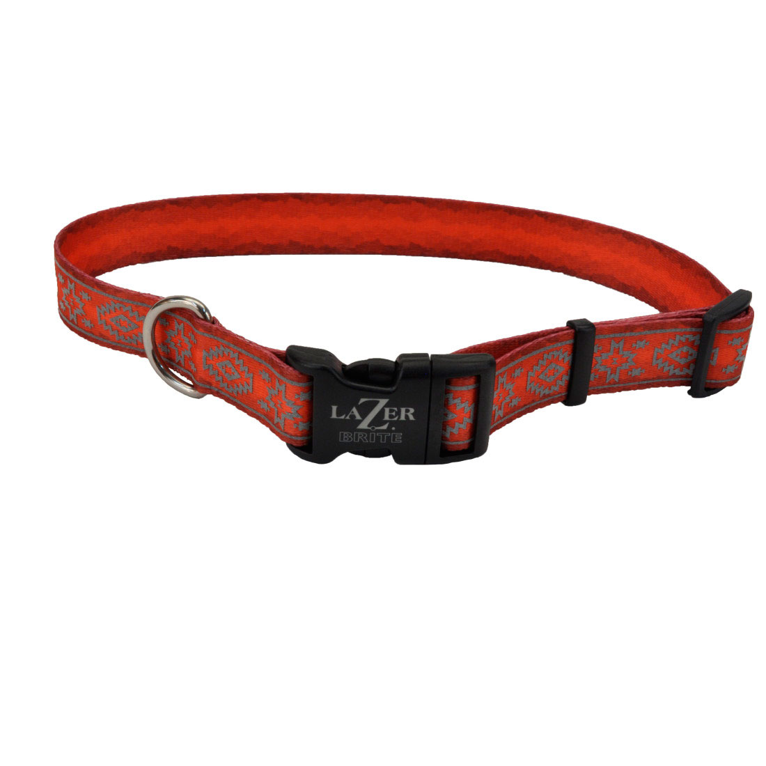 Lazer Brite Patterned Collar,Orange Aztec, 5/8-in x 12-18-in