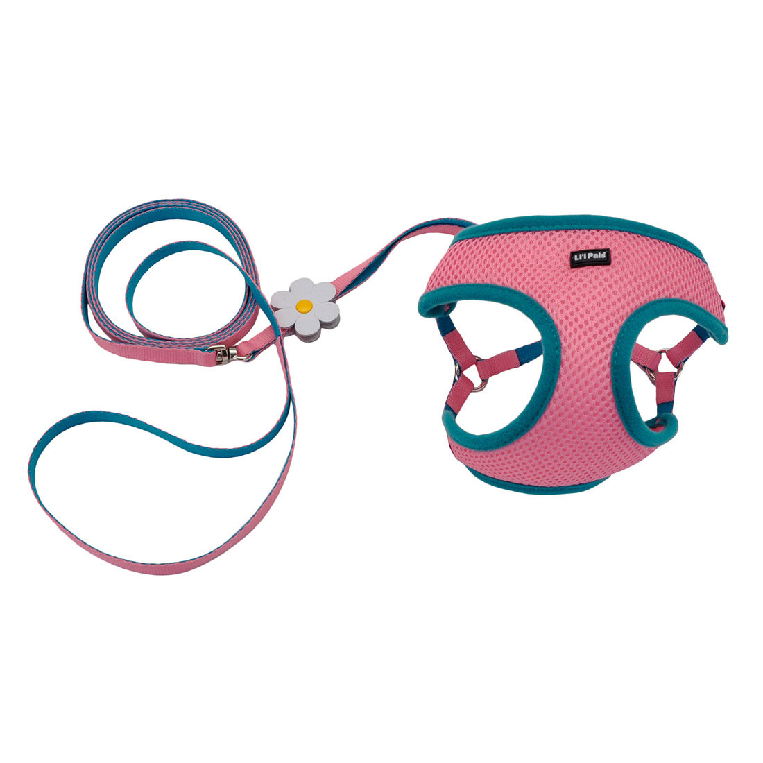 Li'l Pals Mesh Harness and Leash Combo, Pink Bright, 3/8-inx10-14-in