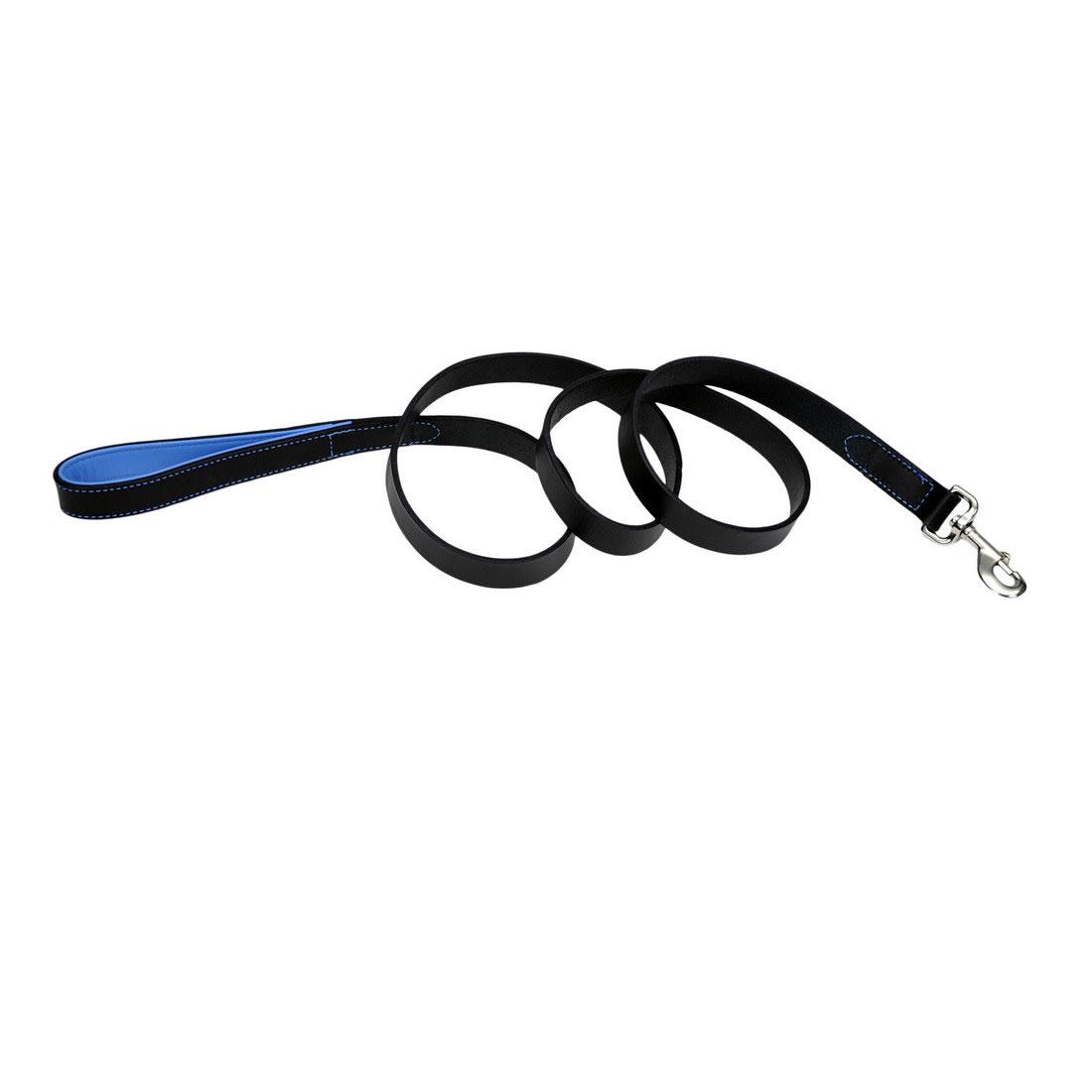 Circle T Fashion Leather Padded Handle Dog Leash, Blue, 1-in x 6-in
