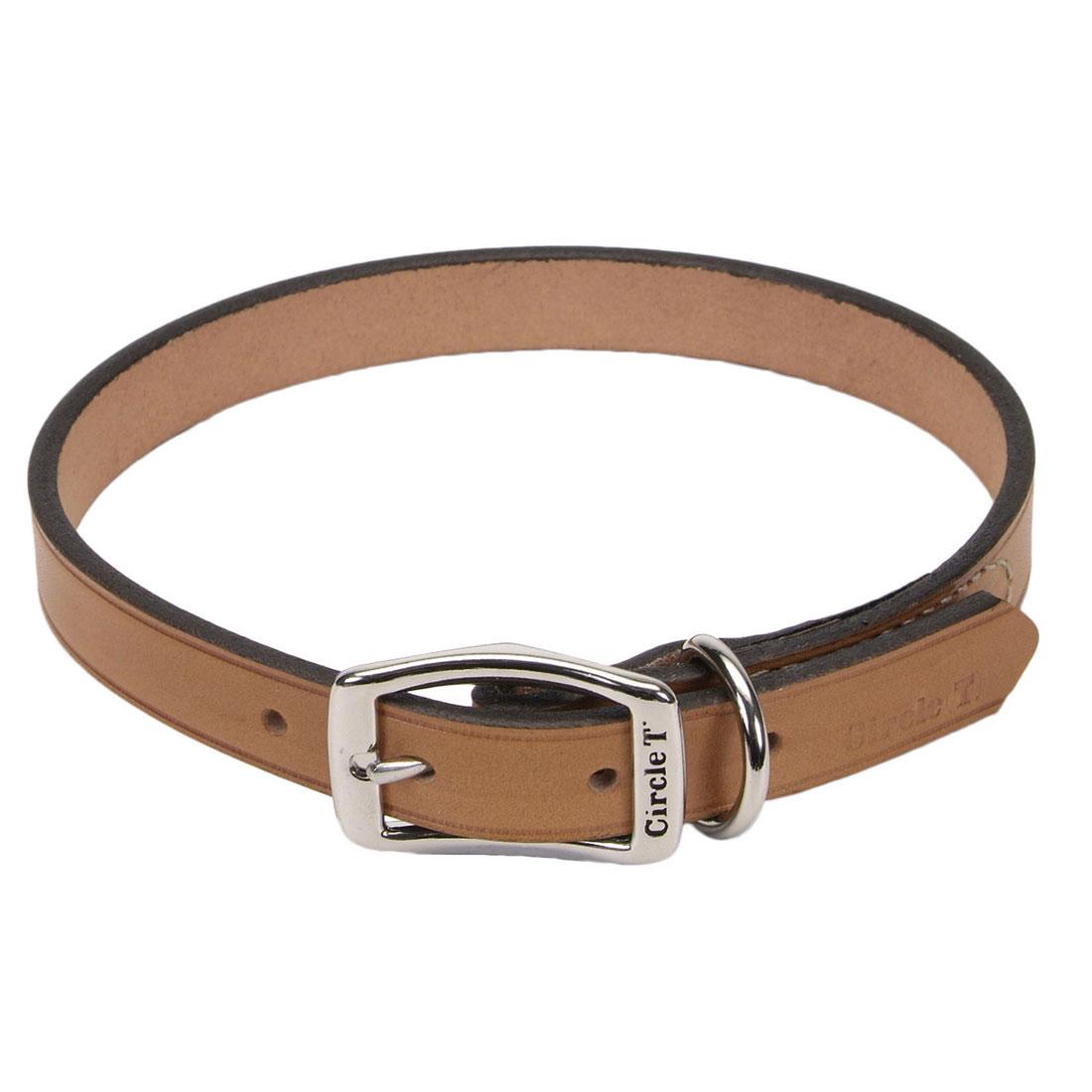 Circle T Oak Tanned Leather Town Dog Collar, Tan, 1-in x 24-in