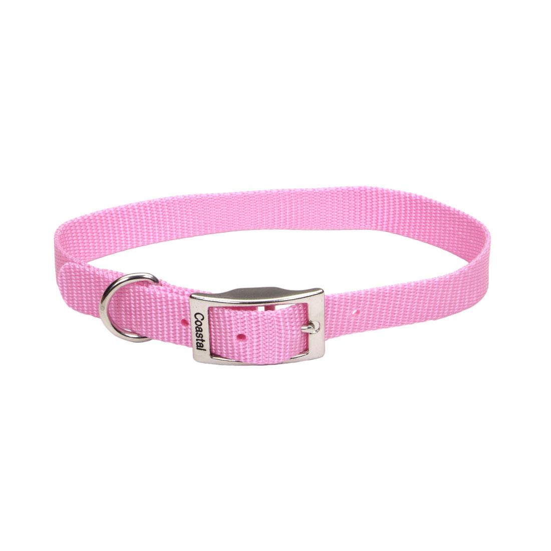 Coastal Single-Ply Dog Collar, Pink Bright, 3/4-in x 16-in