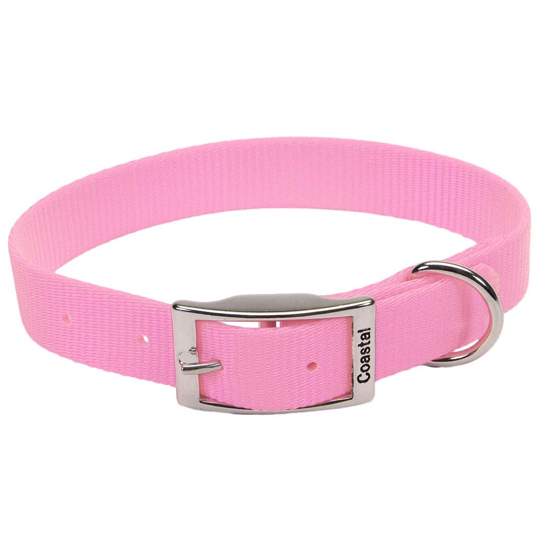 Coastal Single-Ply Dog Collar, Pink Bright, 1-in x 22-in