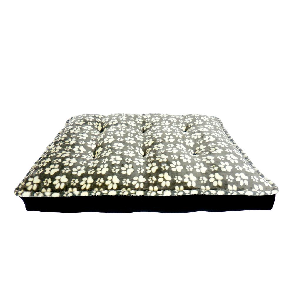 Arlee Rover Rest Ortholux Bella Paw Print Orthopedic Mattress Dog Bed, Charcoal/Black