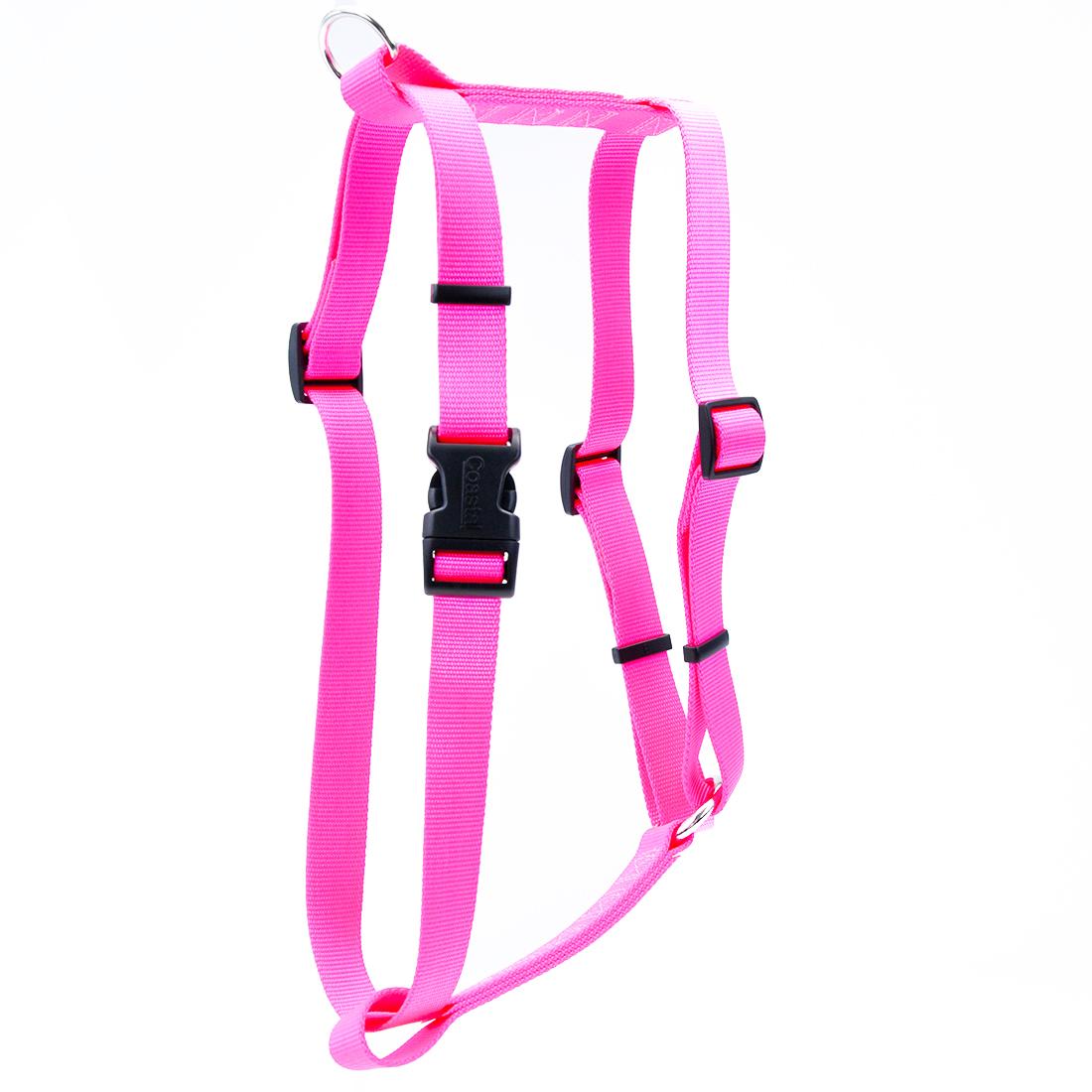 Coastal Standard Adjustable Dog Harness, Neon Pink, 1-in x 22-38-in
